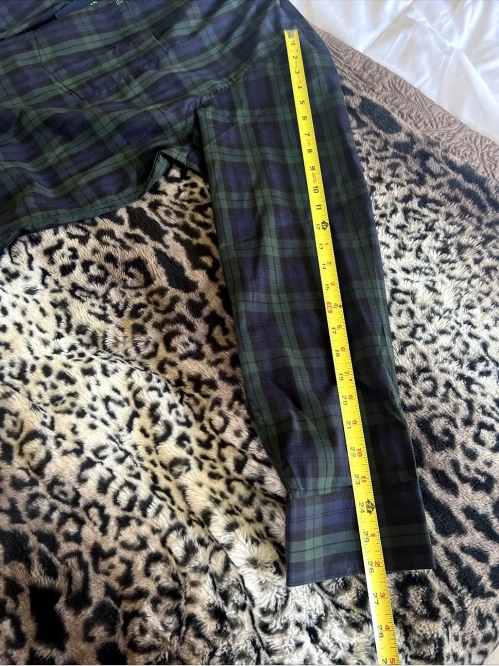 Izod Green & Navy Plaid Button-Down Shirt